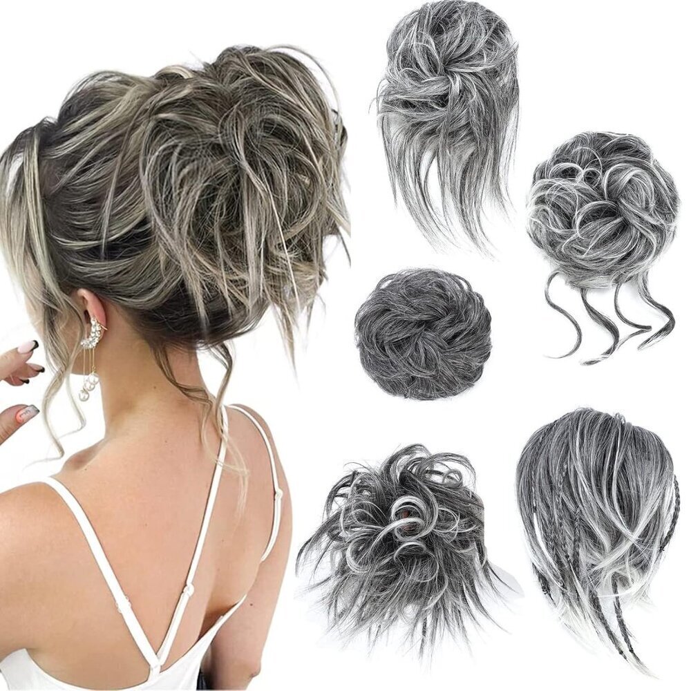 5 PCS Messy Bun Hair Piece for Women Scrunchies Ponytail Extension with Elastic